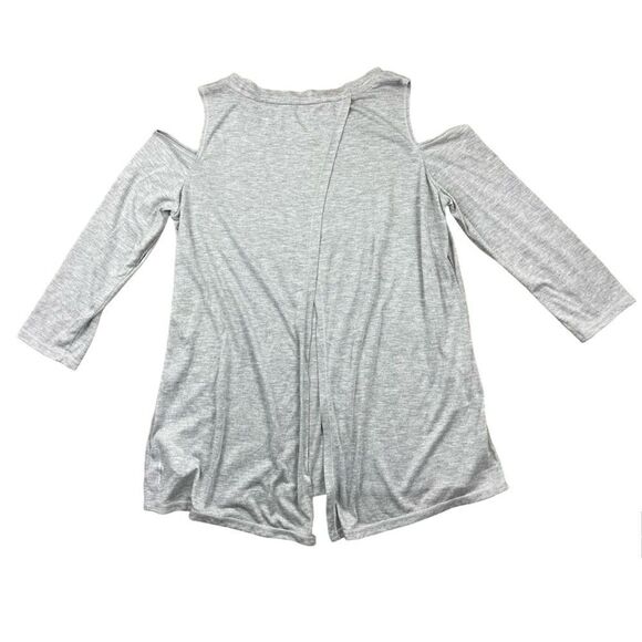 Calvin Klein performance grey slit back cold shoulder quarter sleeve top - Picture 3 of 4